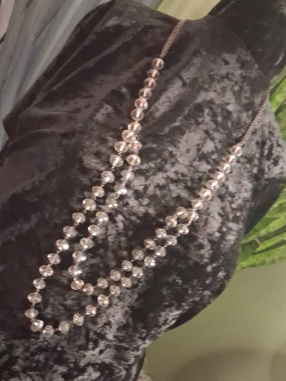 Crystal Bead Layered Necklace - Clear